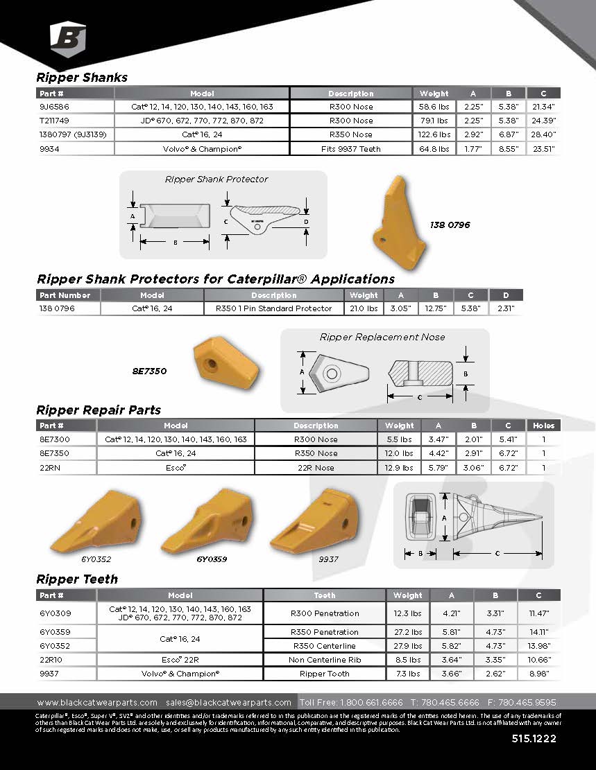 CAT 6Y0309-Teeth & Adapters-Equipment Blades-Equipment Blades Inc