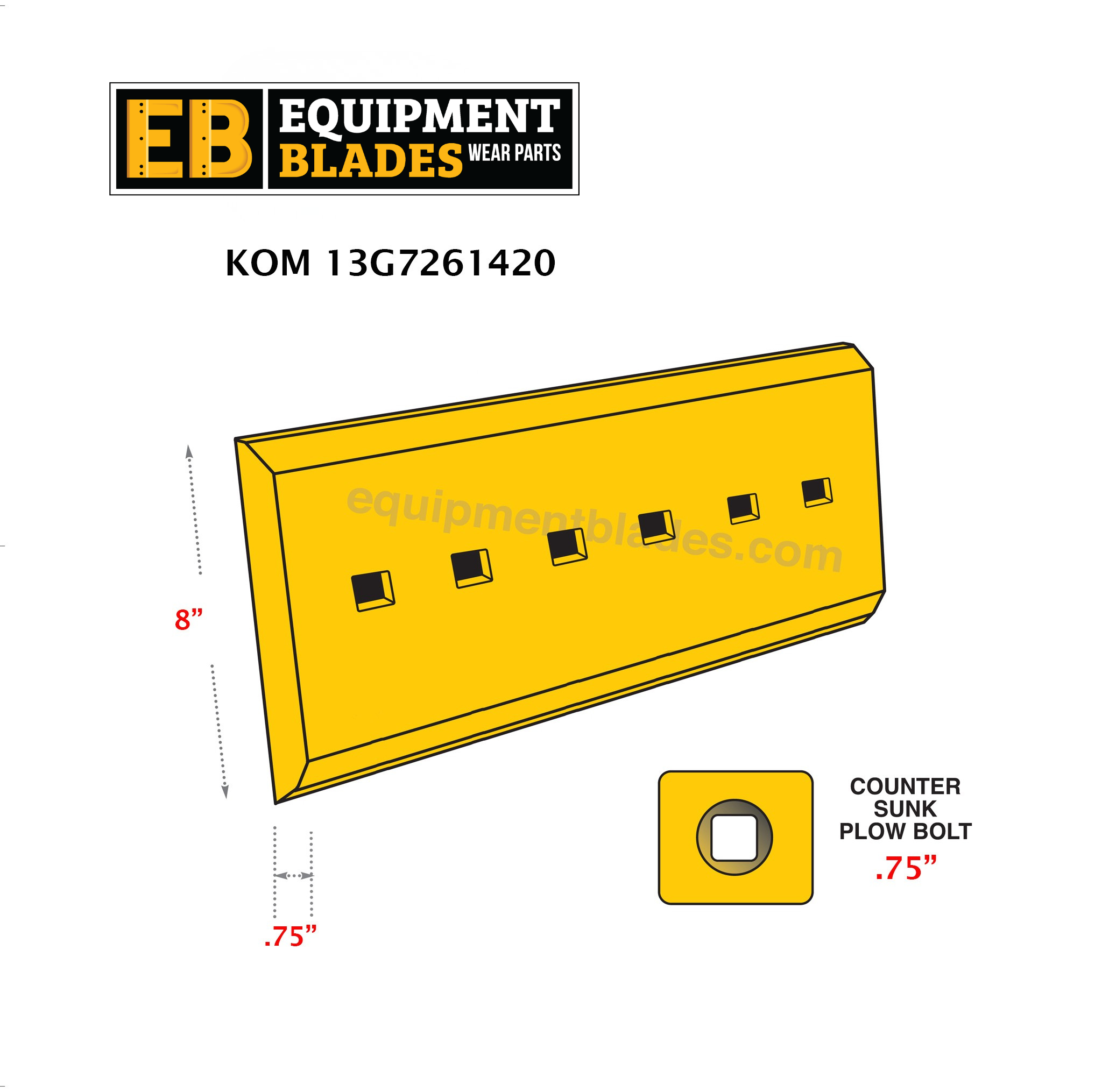 KOM 13G7261420-Cutting Edges-Equipment Blades Inc-Equipment Blades Inc