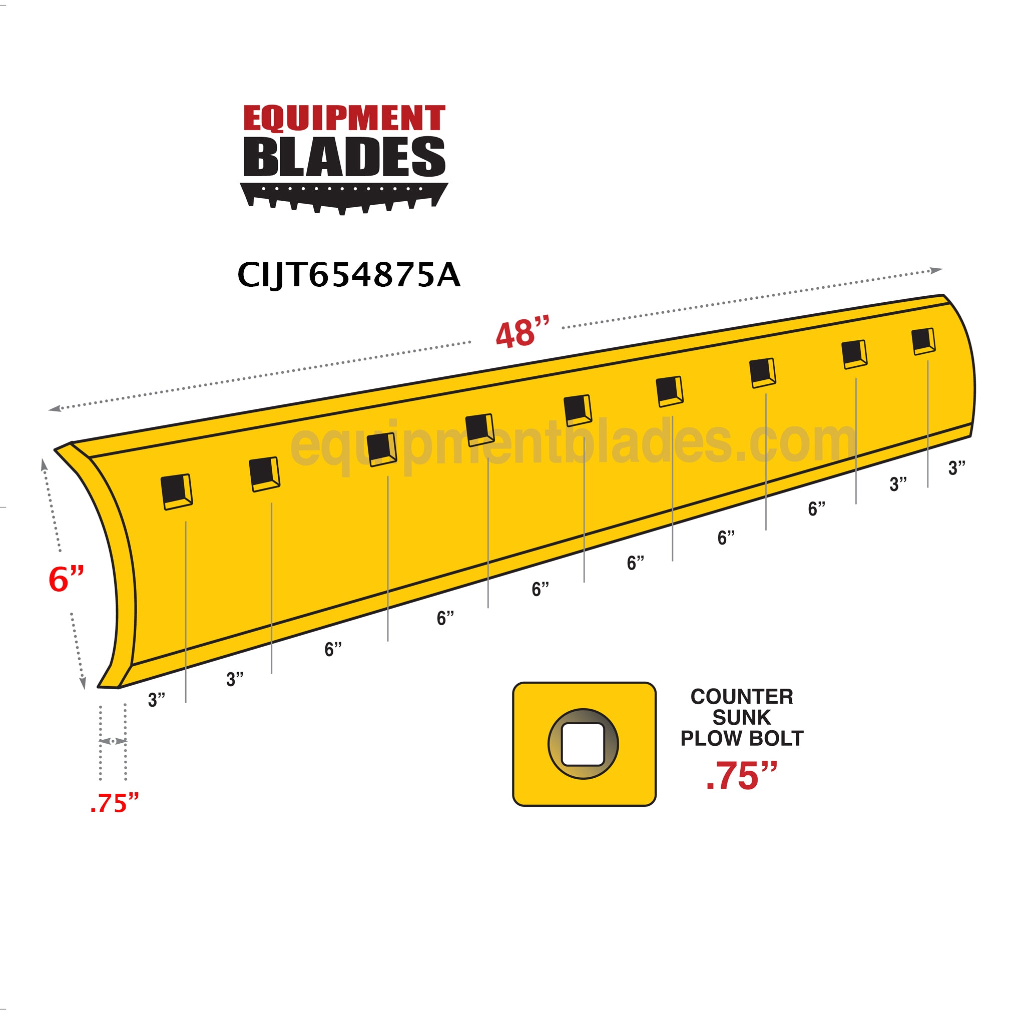 underbody single insert carbide 4' CIJT654875A-Grader Blades-Black Cat Wear Parts-Equipment Blades Inc